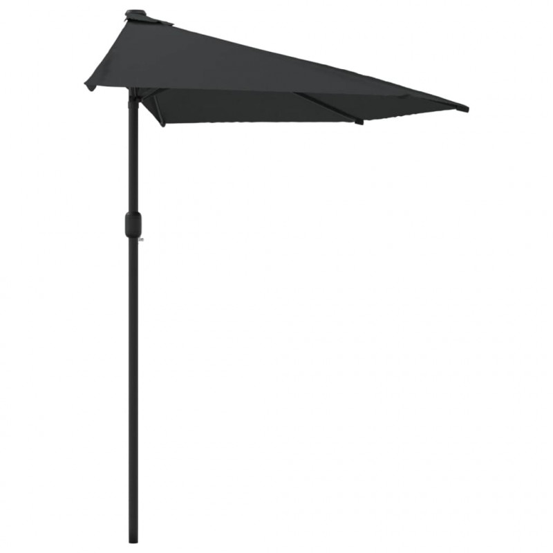 Półparasol balkonowy, aluminiowy słupek, czarny, 270x144x222 cm