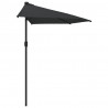 Półparasol balkonowy, aluminiowy słupek, czarny, 270x144x222 cm