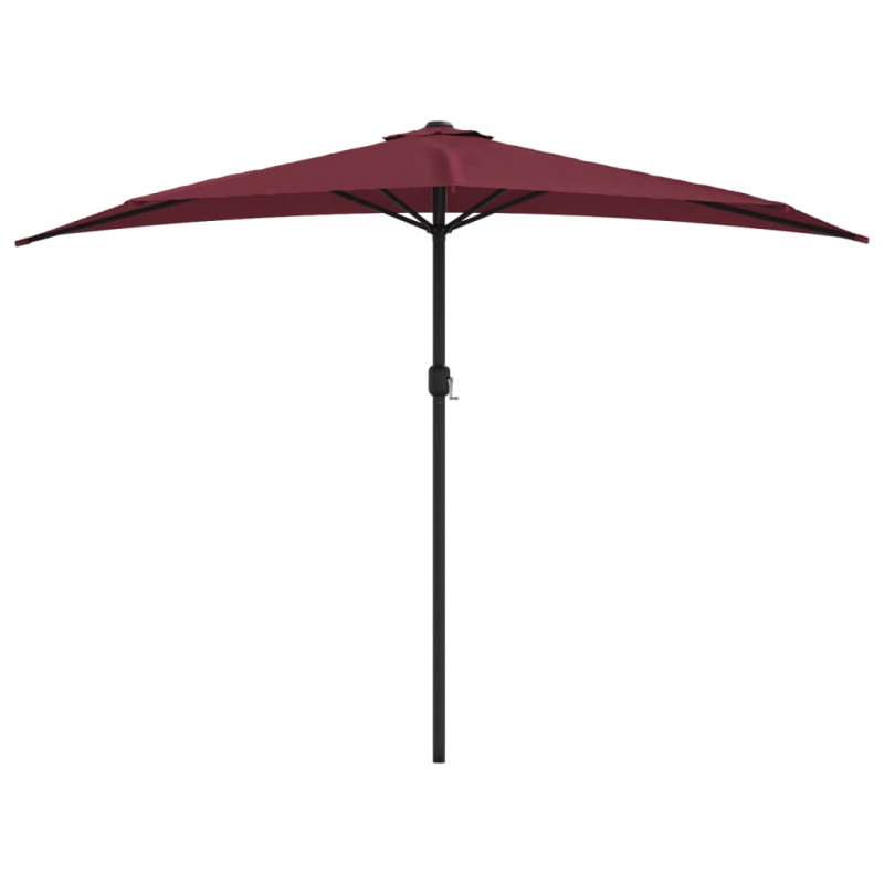 Półparasol balkonowy, aluminiowy słupek, bordo, 300x155x223 cm