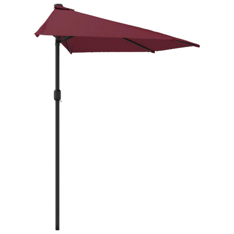 Półparasol balkonowy, aluminiowy słupek, bordo, 300x155x223 cm