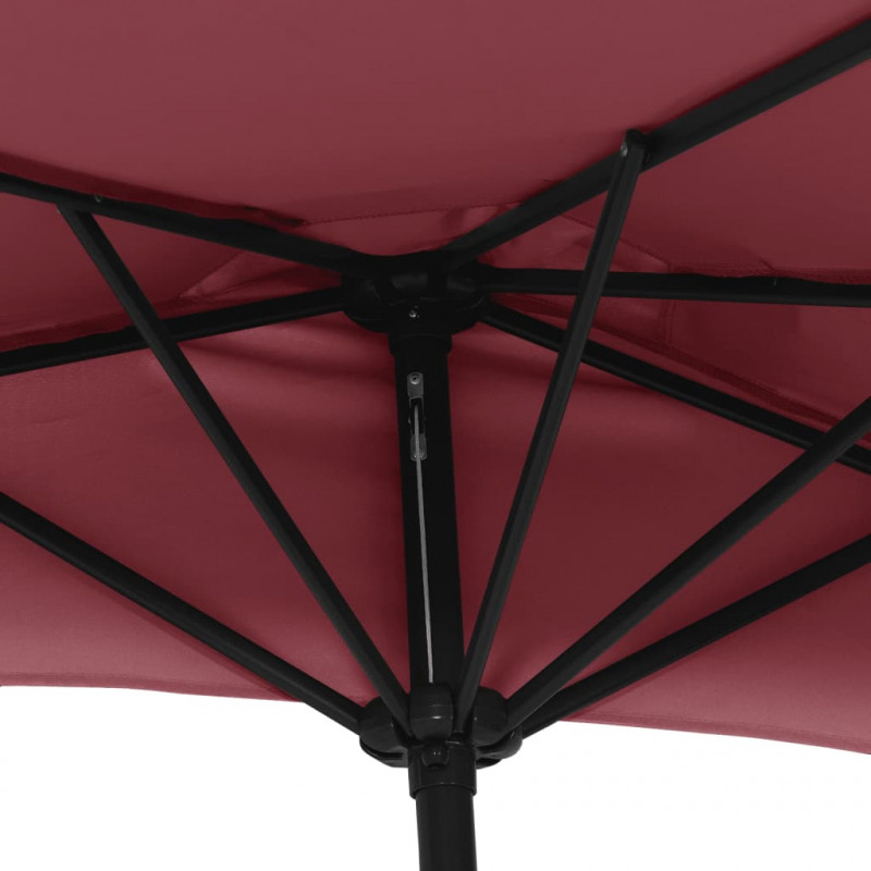 Półparasol balkonowy, aluminiowy słupek, bordo, 300x155x223 cm