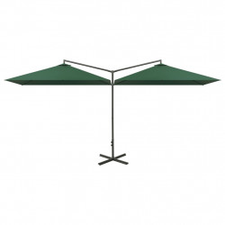Podwójny parasol ogrodowy, stalowy słupek, zielony, 600x300 cm