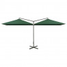 Podwójny parasol ogrodowy, stalowy słupek, zielony, 600x300 cm