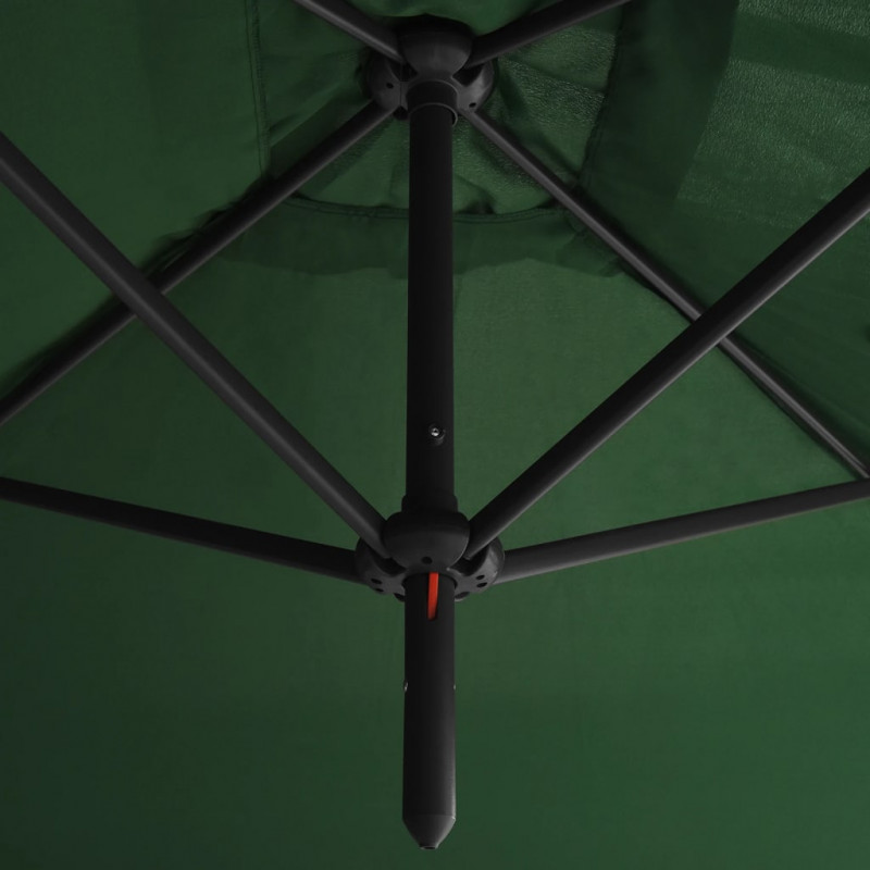 Podwójny parasol ogrodowy, stalowy słupek, zielony, 600x300 cm
