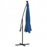 Parasol ogrodowy z LED, wiszący, niebieski, 350 cm