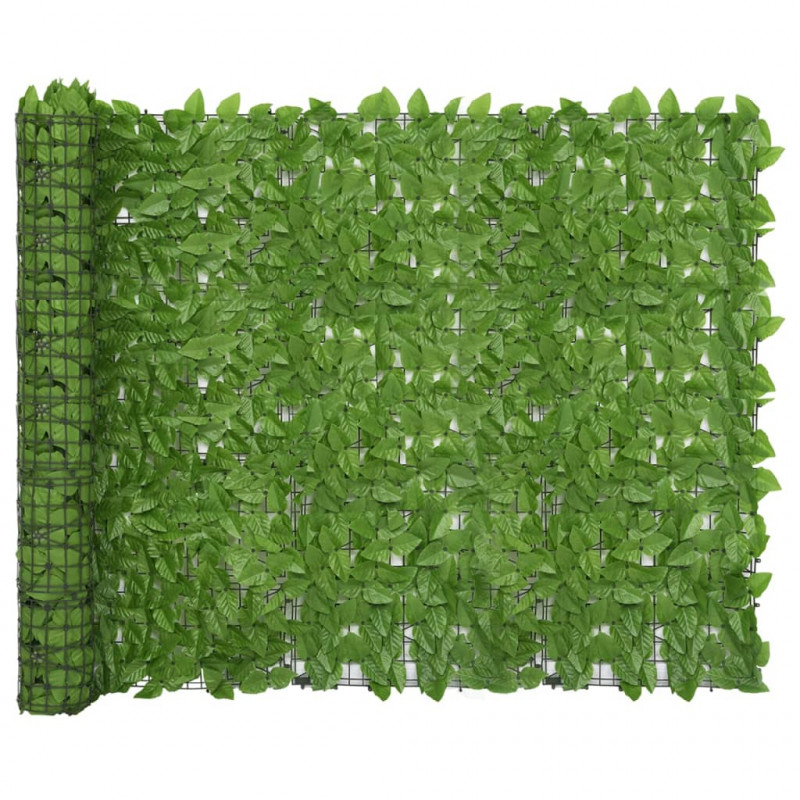 Parawan balkonowy, zielone liście, 600x150 cm