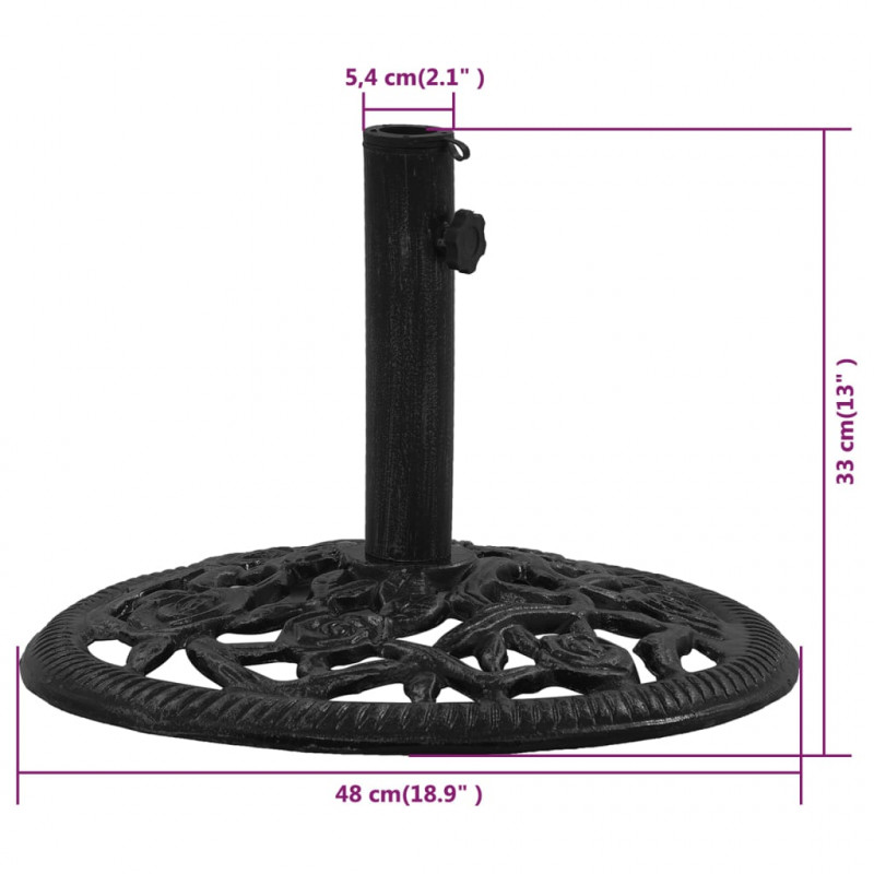 Podstawa pod parasol, czarna, 48x48x33 cm, żeliwo