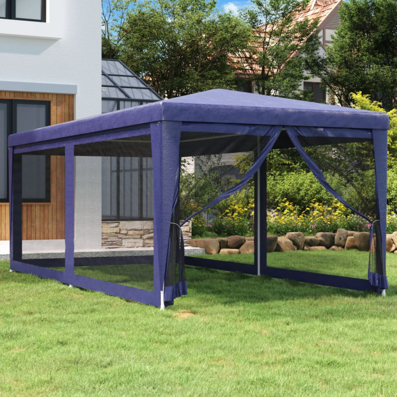 Namiot imprezowy z 6 ścianami z siatki, niebieski, 3x6 m, HDPE