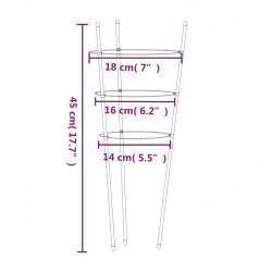 Podpórki dla roślin, z 3 obręczami, 5 szt, zielone, 45 cm, stal