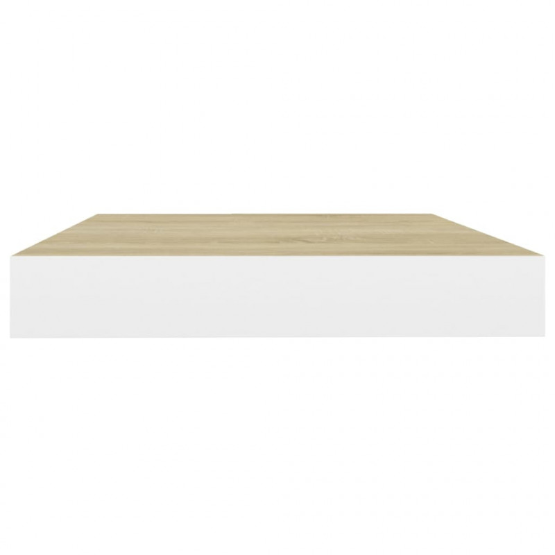 Półki ścienne, 4 szt., dębowo-białe, 40 x 23,5 x 3,8 cm, MDF