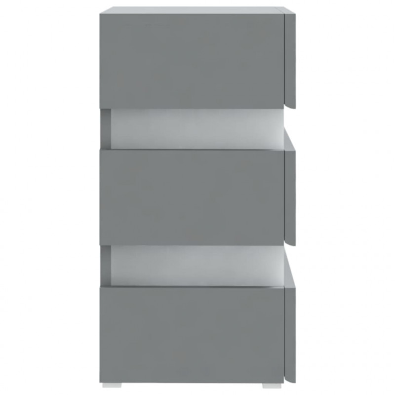 Szafka nocna z LED, szara, 45x35x67 cm, materiał drewnopochodny