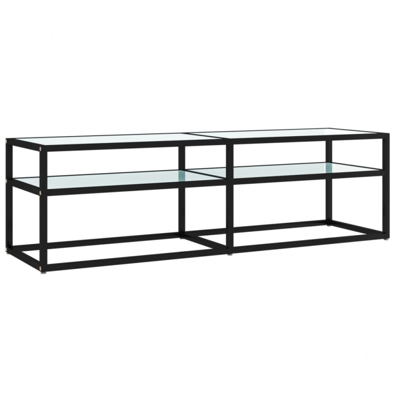 Szafka pod TV, biały marmur, 140x40x40,5 cm, szkło hartowane