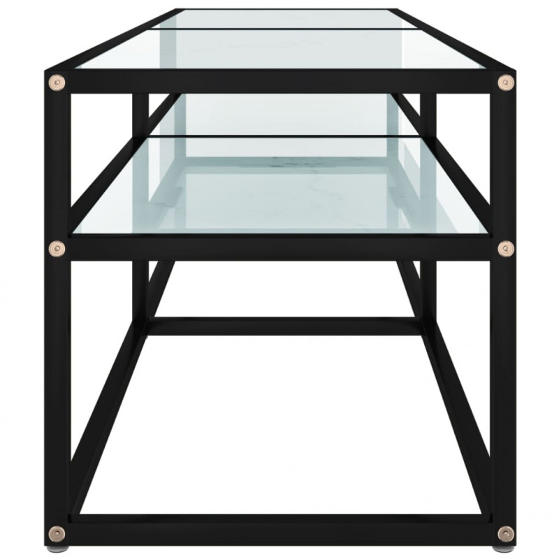 Szafka pod TV, biały marmur, 140x40x40,5 cm, szkło hartowane