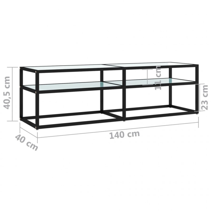 Szafka pod TV, biały marmur, 140x40x40,5 cm, szkło hartowane
