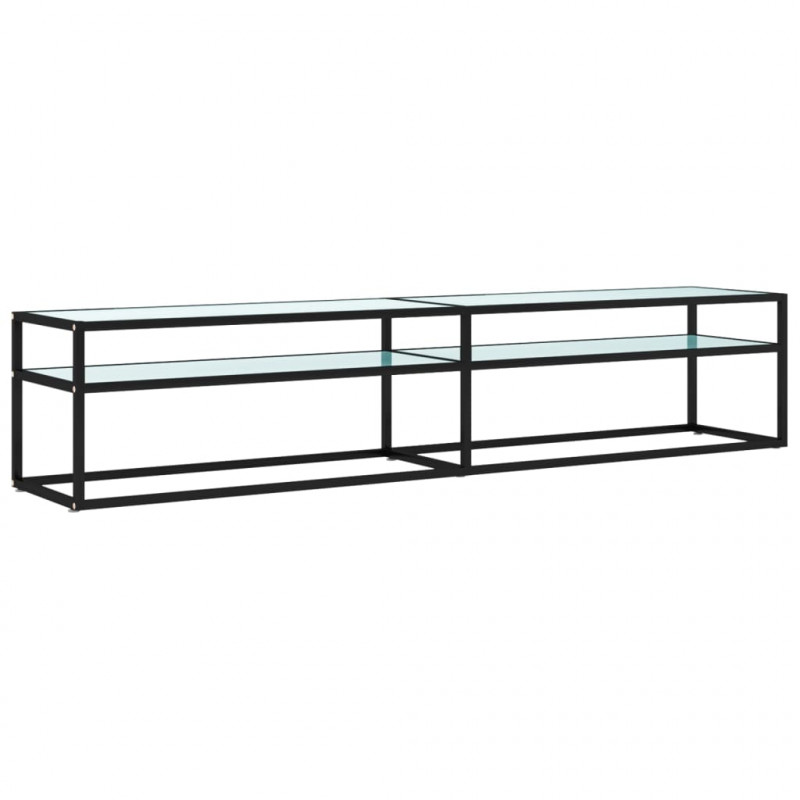Szafka pod TV, biały marmur, 200x40x40,5 cm, szkło hartowane