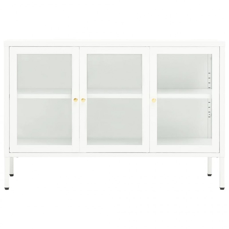 Szafka boczna, biała, 105x35x70 cm, stal i szkło