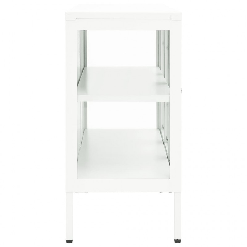 Szafka boczna, biała, 105x35x70 cm, stal i szkło