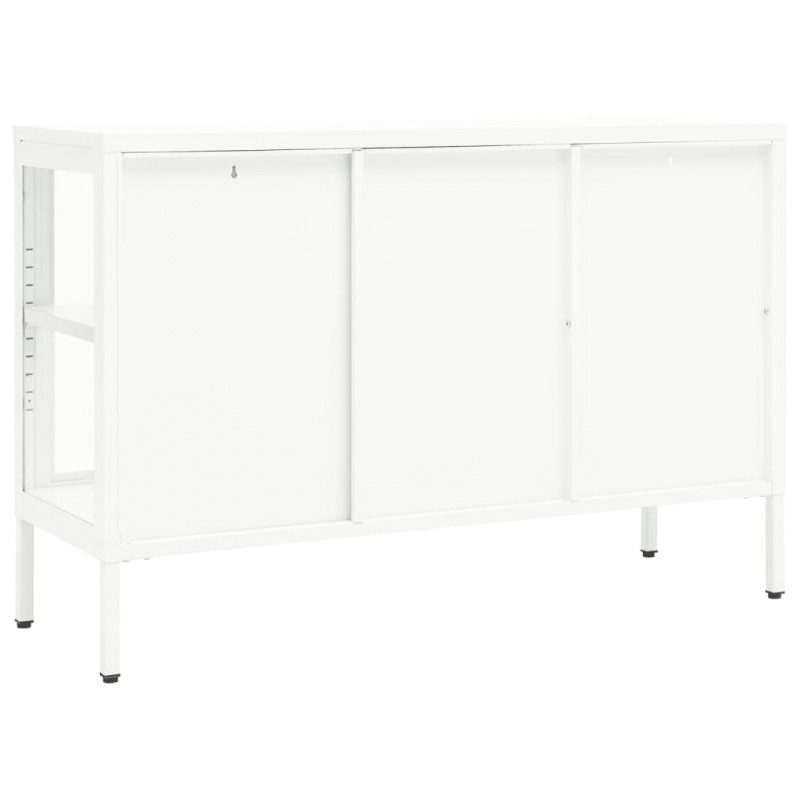 Szafka boczna, biała, 105x35x70 cm, stal i szkło