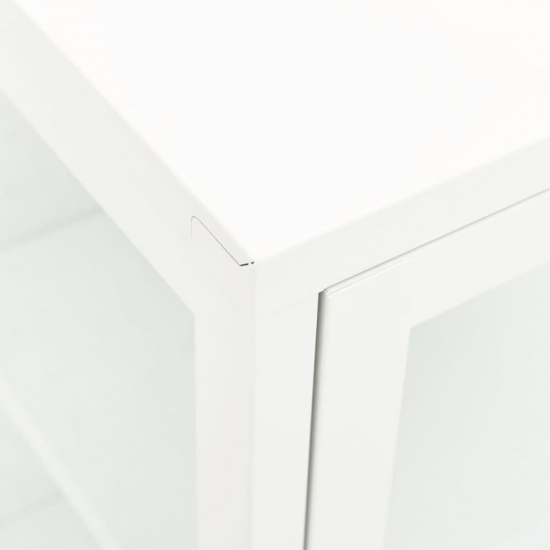 Szafka boczna, biała, 105x35x70 cm, stal i szkło