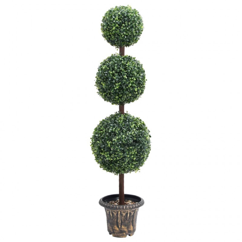Sztuczny bukszpan w formie kul, w doniczce, zielony, 118 cm