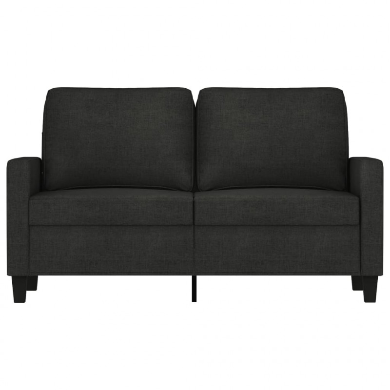 Sofa 2-osobowa, czarna, 120 cm, tapicerowana tkaniną