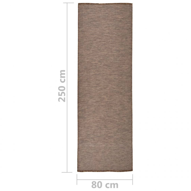 Dywan zewnętrzny o płaskim splocie, 80x250 cm, brązowy