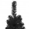 Smukła choinka połówka ze stojakiem, sztuczna, czarna, 150 cm