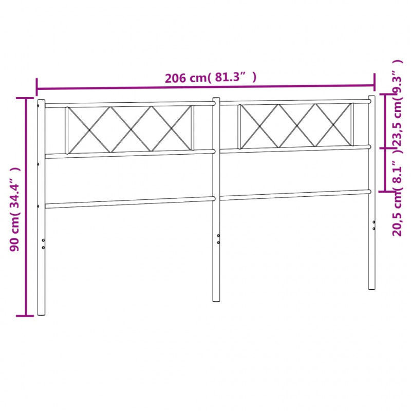 Metalowe wezgłowie, czarne, 200 cm
