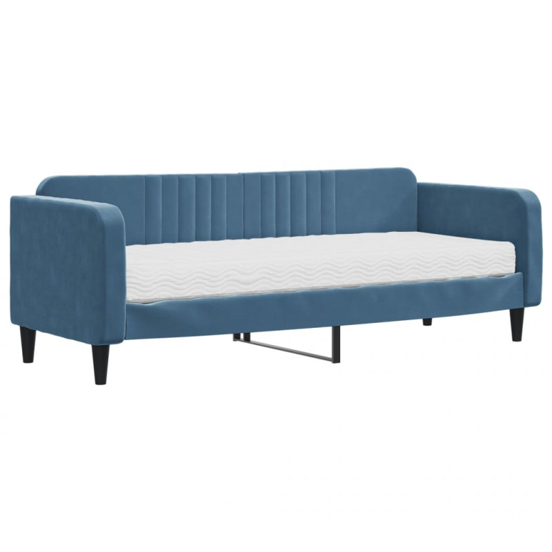 Sofa z materacem do spania, niebieska, 80x200 cm, aksamit