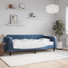 Sofa z materacem do spania, niebieska, 90x200 cm, aksamit