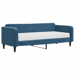 Sofa z materacem do spania, niebieska, 90x200 cm, aksamit