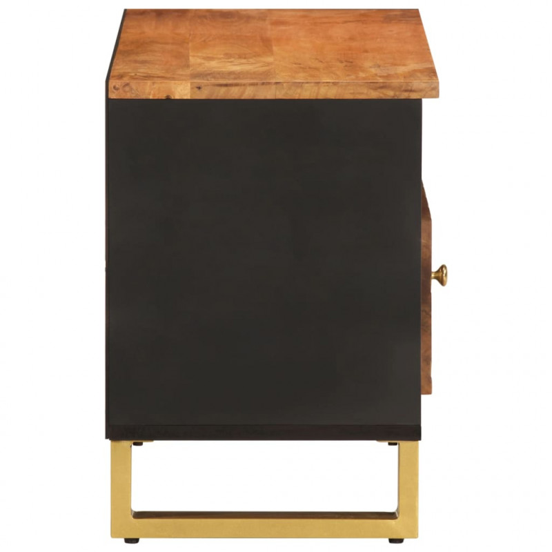 Szafka pod TV, brązowo-czarna 80x33,5x46 cm, lite drewno mango