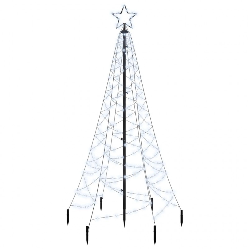 Choinka z kołkiem gruntowym, 200 zimnych białych LED, 180 cm