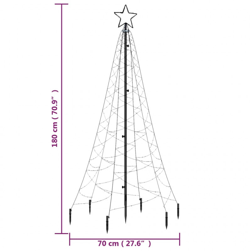 Choinka z kołkiem gruntowym, 200 zimnych białych LED, 180 cm