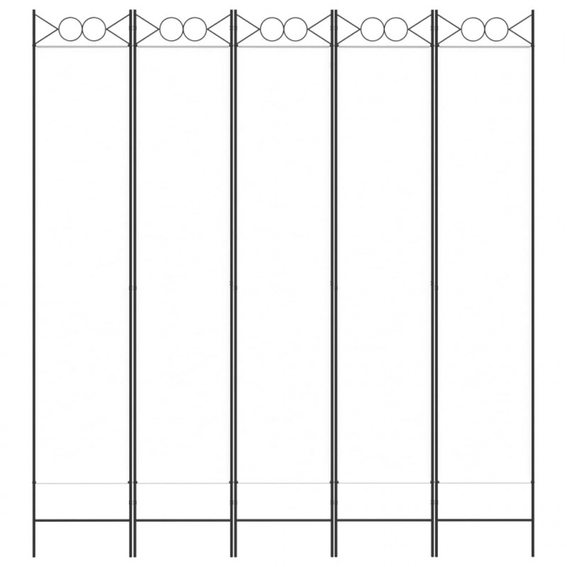 Parawan 5-panelowy, biały, 200x220 cm, tkanina