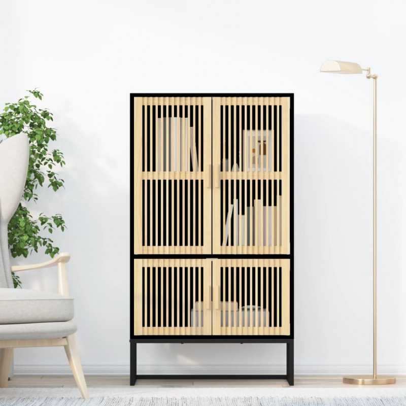 Wysoka szafka, czarna, 70x35x125 cm, materiał drewnopochodny