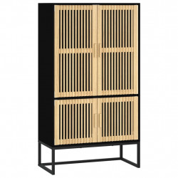 Wysoka szafka, czarna, 70x35x125 cm, materiał drewnopochodny
