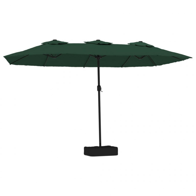 Podwójny parasol ogrodowy z LED, zielony, 449x245 cm