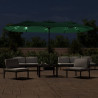 Podwójny parasol ogrodowy z LED, zielony, 449x245 cm