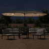 Podwójny parasol ogrodowy z LED, kolor taupe, 449x245 cm