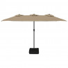 Podwójny parasol ogrodowy z LED, kolor taupe, 449x245 cm