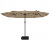 Podwójny parasol ogrodowy z LED, kolor taupe, 449x245 cm