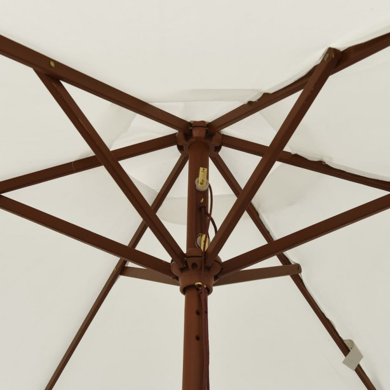 Parasol ogrodowy na drewnianym słupku, piaskowy, 196x231 cm