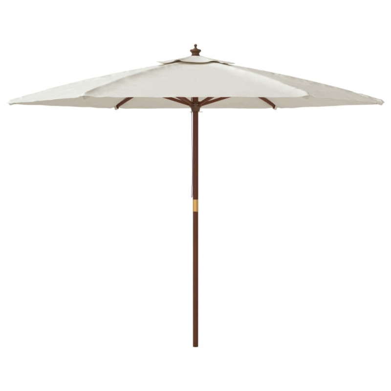 Parasol ogrodowy na drewnianym słupku, piaskowy, 299x240 cm