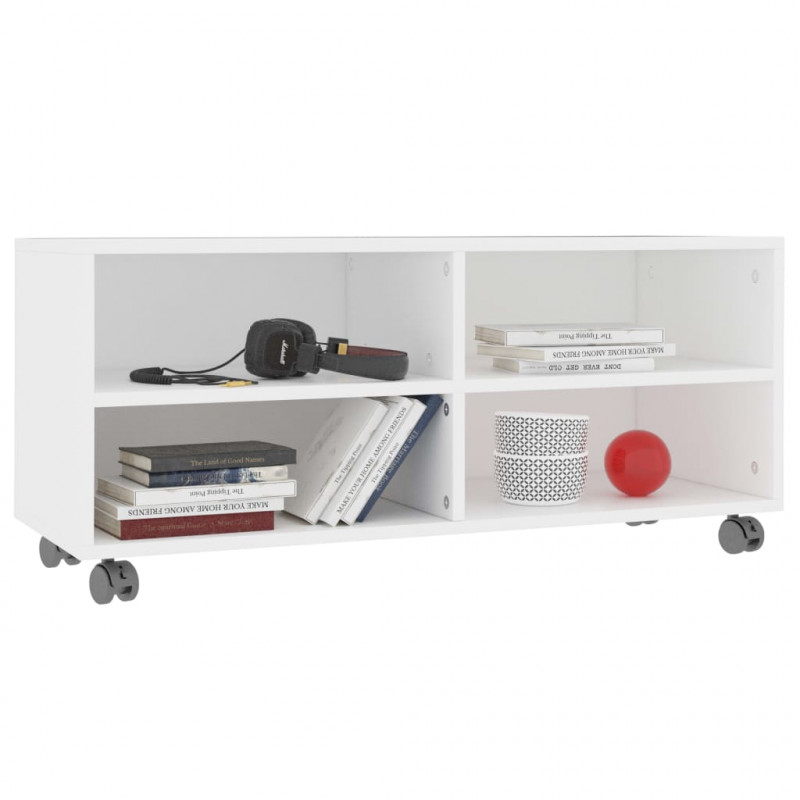 Szafka pod TV, biała, 90x35x35 cm, materiał drewnopochodny