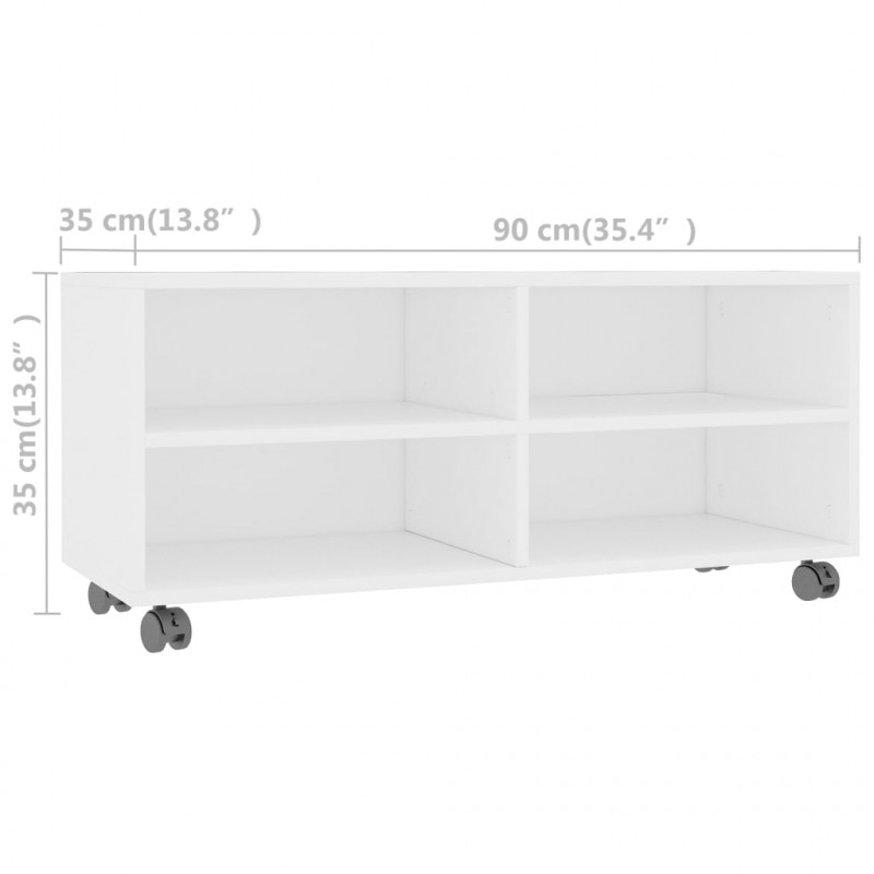 Szafka pod TV, biała, 90x35x35 cm, materiał drewnopochodny