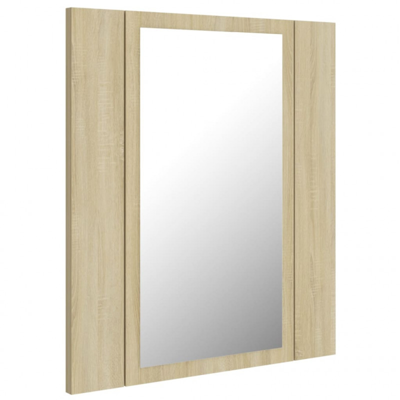 Szafka łazienkowa z lustrem i LED, dąb sonoma, 40x12x45, akryl