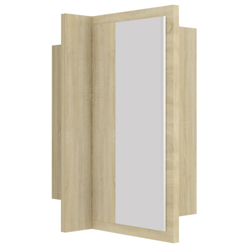 Szafka łazienkowa z lustrem i LED, dąb sonoma, 40x12x45, akryl