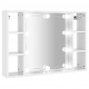 Szafka z lustrem i LED, biała z połyskiem, 76x15x55 cm