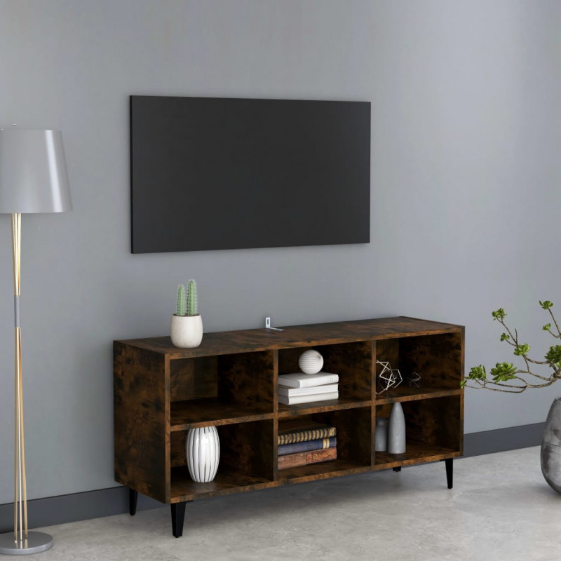 Szafka TV, metalowe nóżki, przydymiony dąb, 103,5x30x50 cm